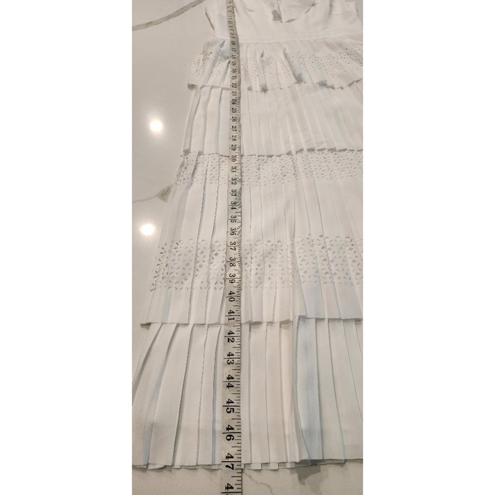 Banana Republic White Laser Cut Ruffle Tier Midi Dress Women's 2 - Picture 14 of 16